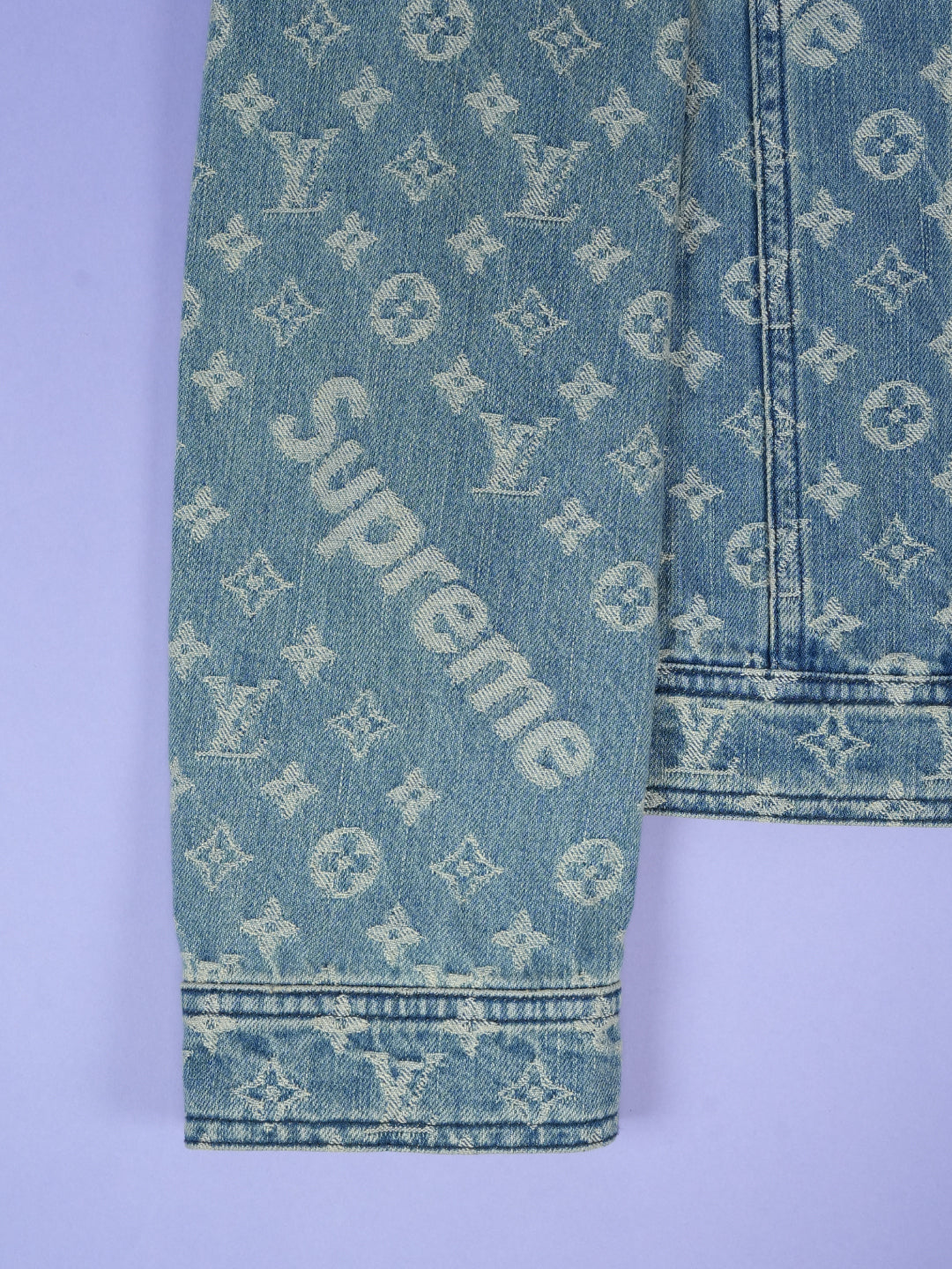 Louis Vuitton / Supreme Jacquard Denim Trucker Jacket Blue