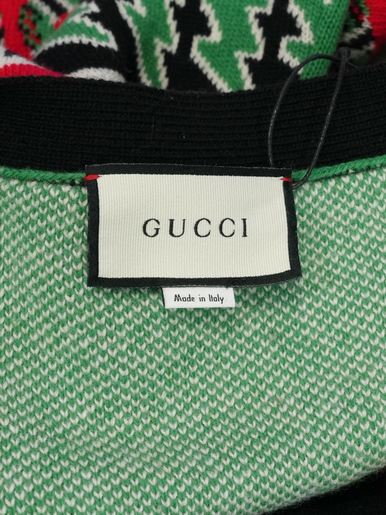 Gucci Logo Wool Symbols Jacquard Cardigan Multi