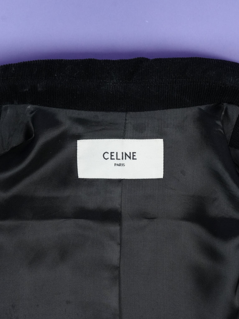 Celine Teddy Jacket In Corduroy Black