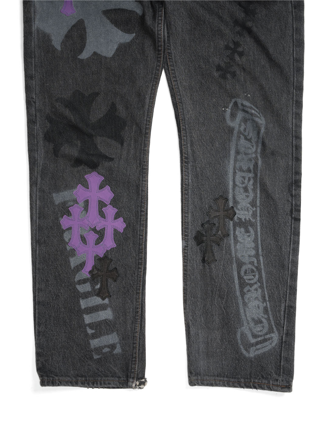 Chrome Hearts Vintage Levi's 501 Stencil Cross Patch Denim Pants Black