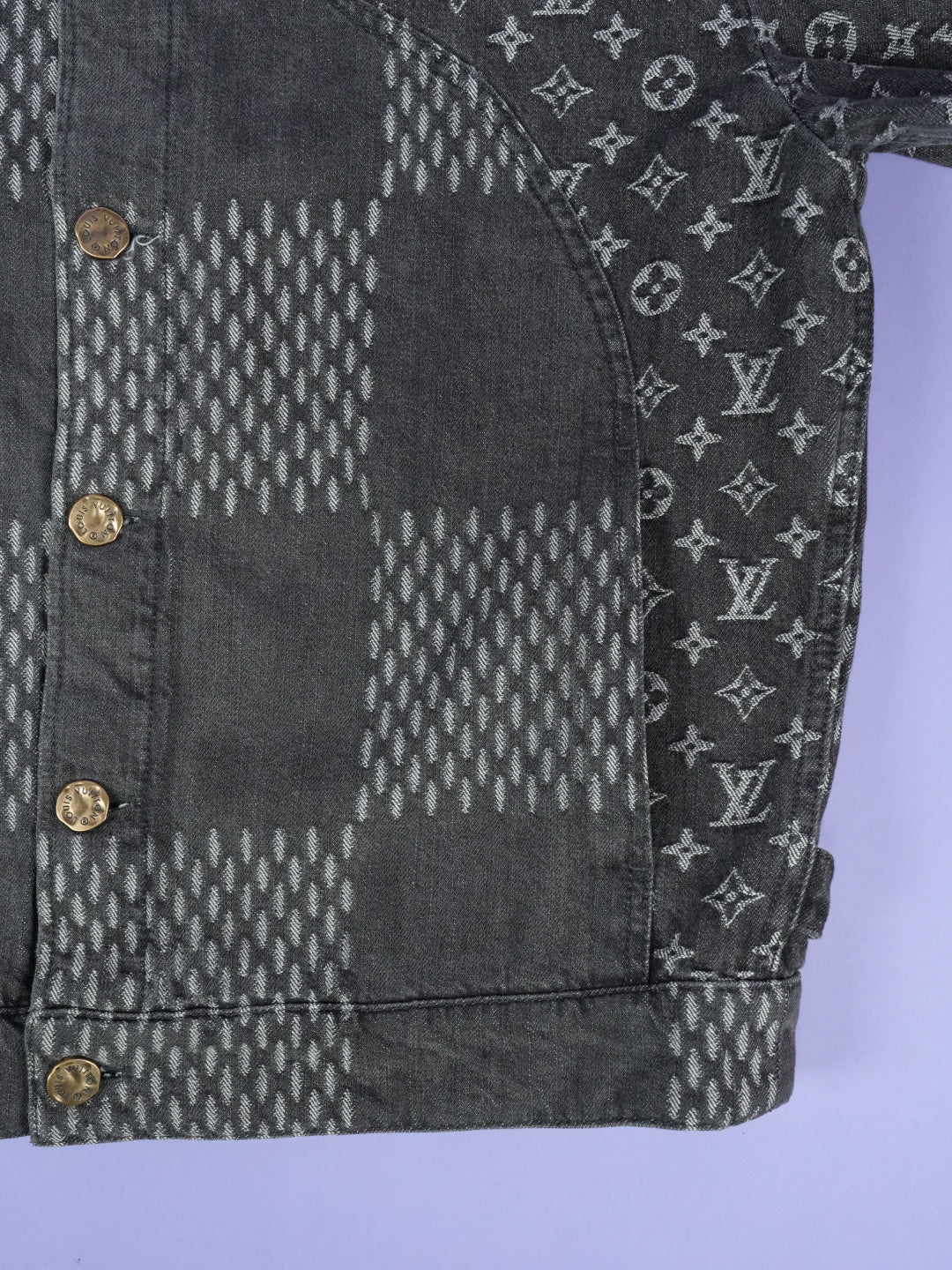 Louis Vuitton / Nigo Giant Damier Waves MNGM Denim Jacket Noir