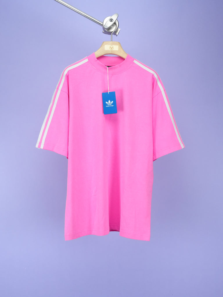 Balenciaga / Adidas Logo Print T-Shirt Neon Pink