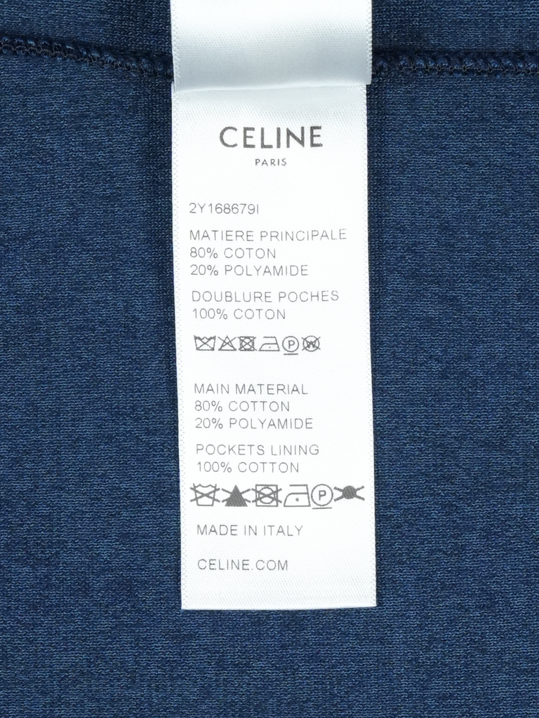 Celine Triomphe Tracksuit Jacket in Velvet Jersey Navy