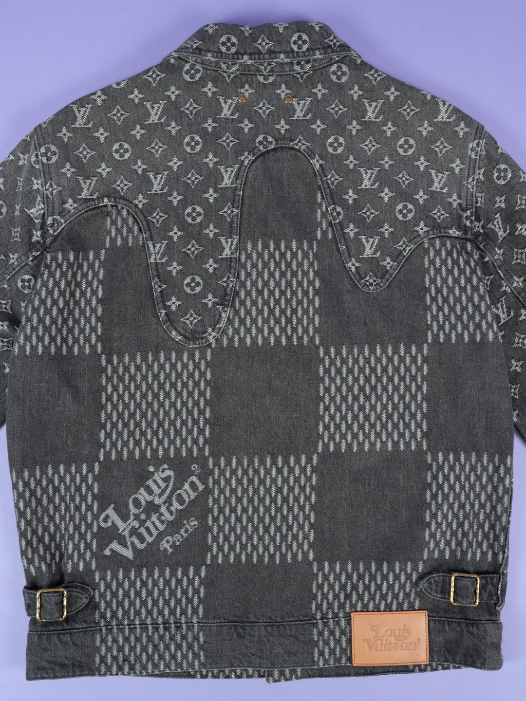 Louis Vuitton / Nigo Giant Damier Waves MNGM Denim Jacket Noir