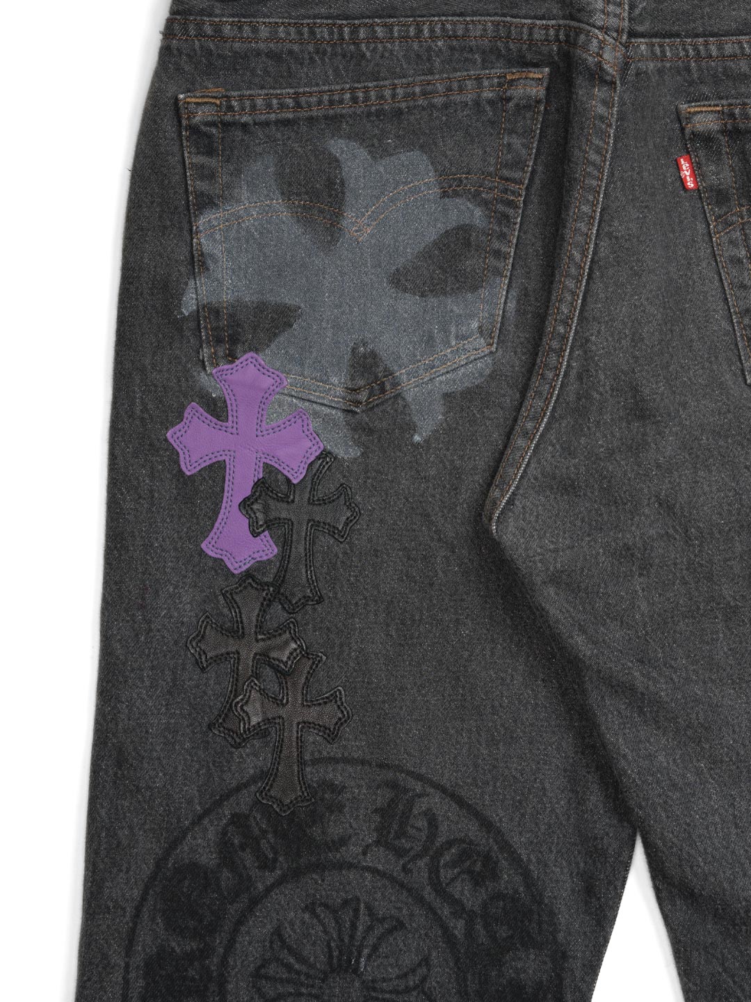 Chrome Hearts Vintage Levi's 501 Stencil Cross Patch Denim Pants Black