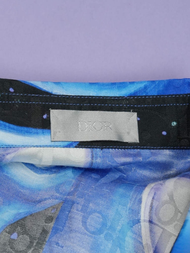 Dior	/ Kenny Scharf Silk Oblique Logo Shirt Blue