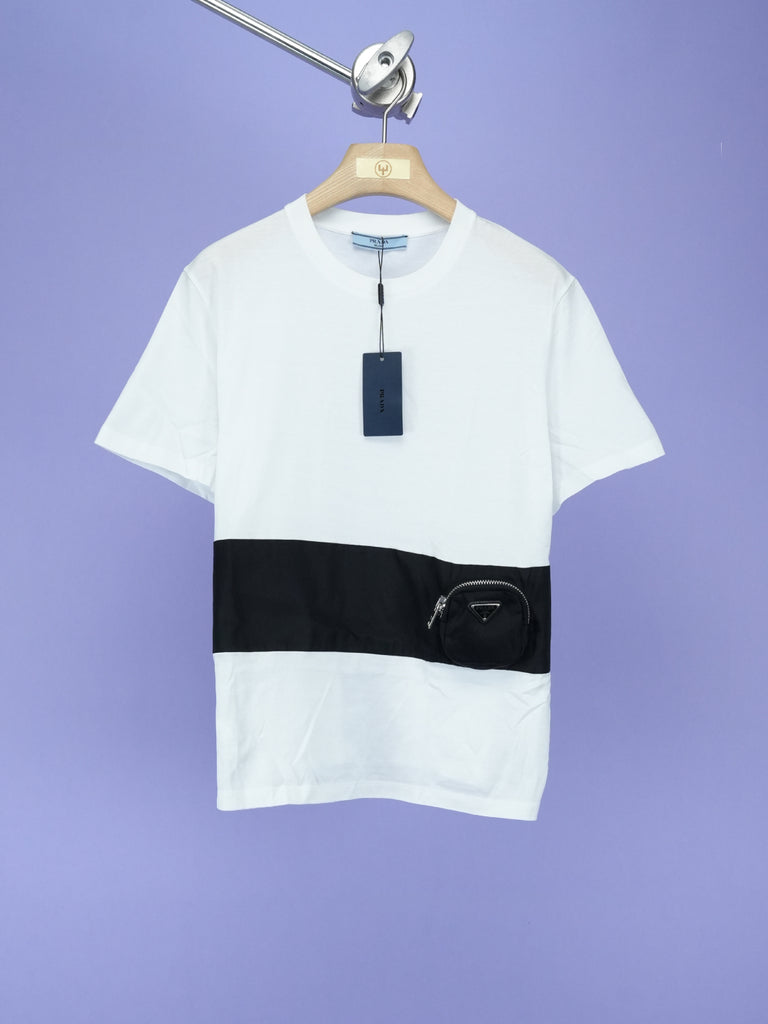 Prada Panelled Pouch T-Shirt White