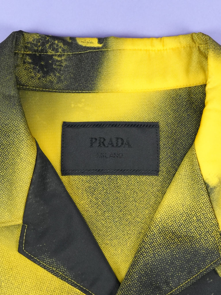 Prada Short Sleeved Printed Re Nylon Shirt Yellow