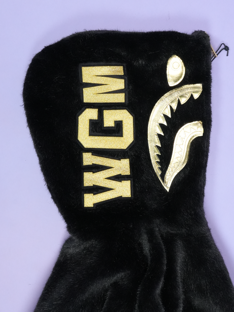 Bape Faux Fur Shark Full Zip Hoodie Jacket Black