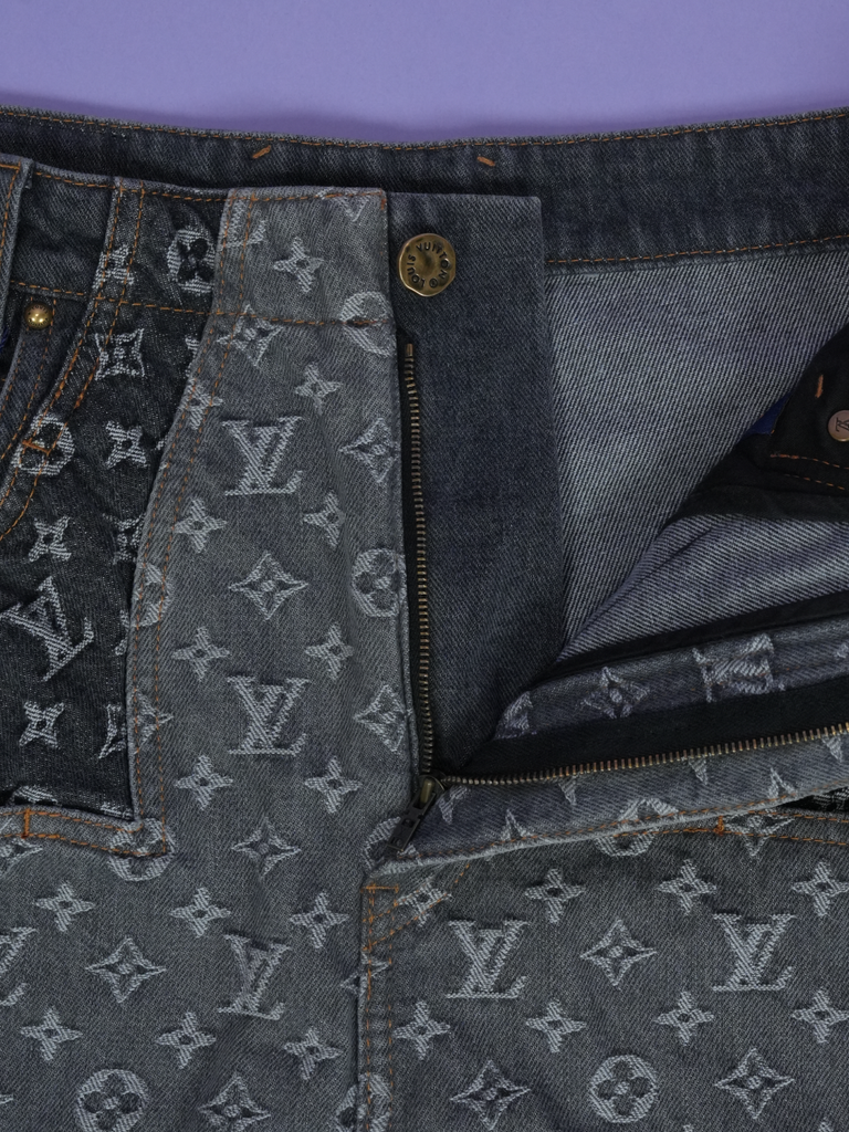 Louis Vuitton Monogram Flower Denim Pants Black