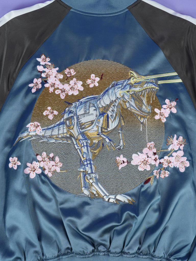 Dior / Sorayama Embroidered Souvenir Bomber Jacket Blue