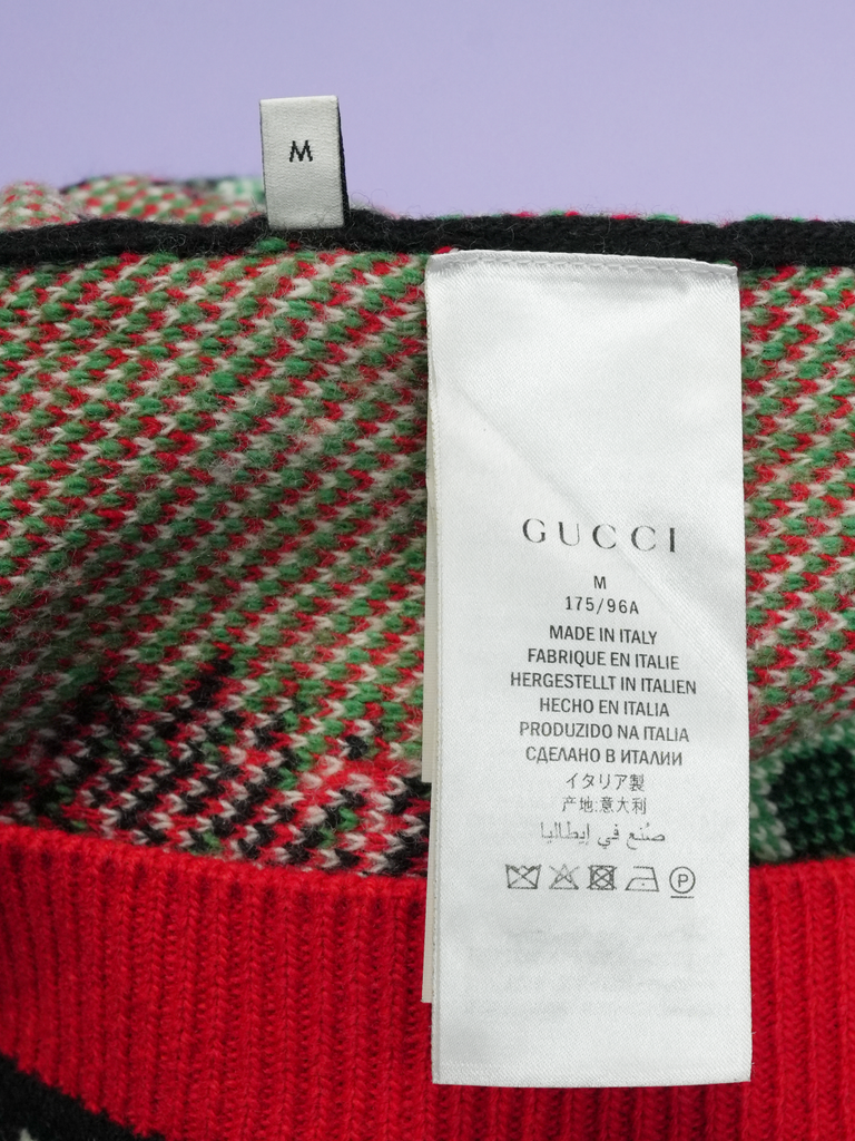 Gucci Logo Wool Symbols Jacquard Cardigan Multi