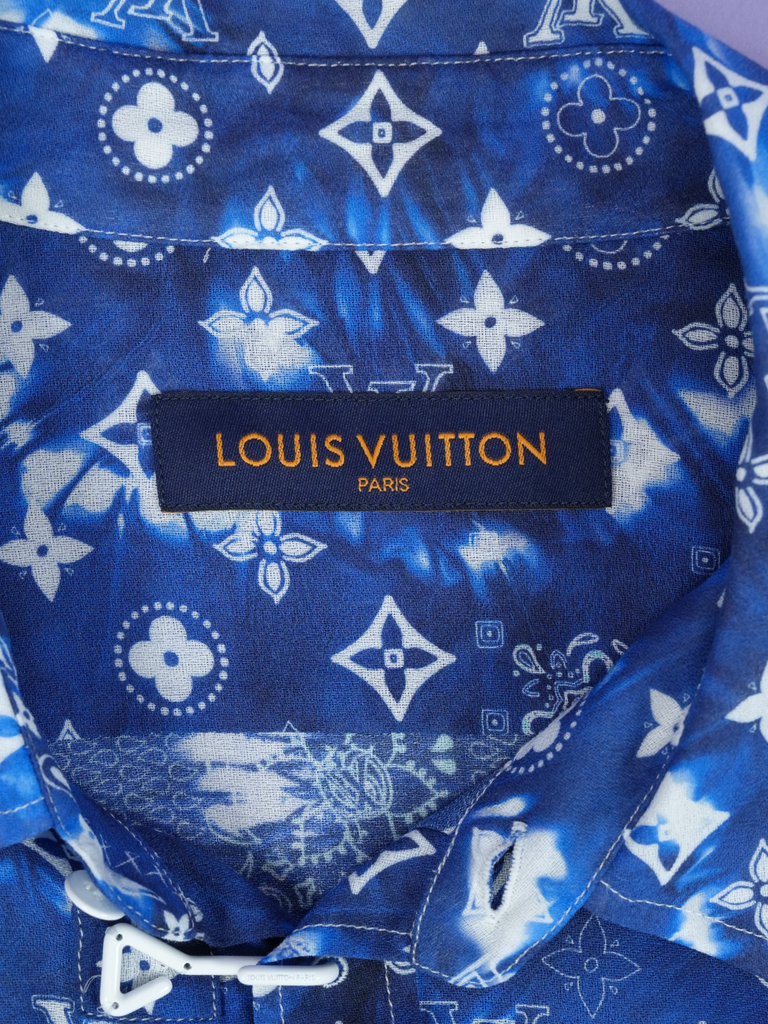 Louis Vuitton	Monogram Bandana Hook Detail Long-Sleeved Shirt Blue/White