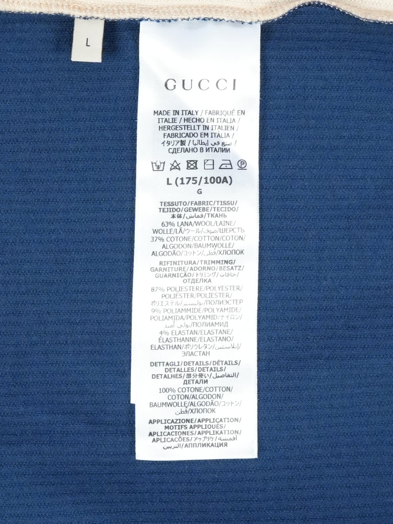 Gucci Stripe Logo Knitted Polo Blue/Ivory