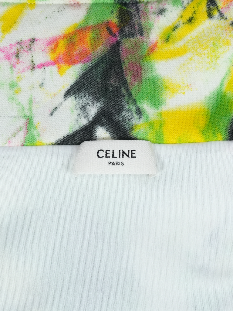 Celine Logo Print Tie Dyed Cotton Jersey Track Jacket