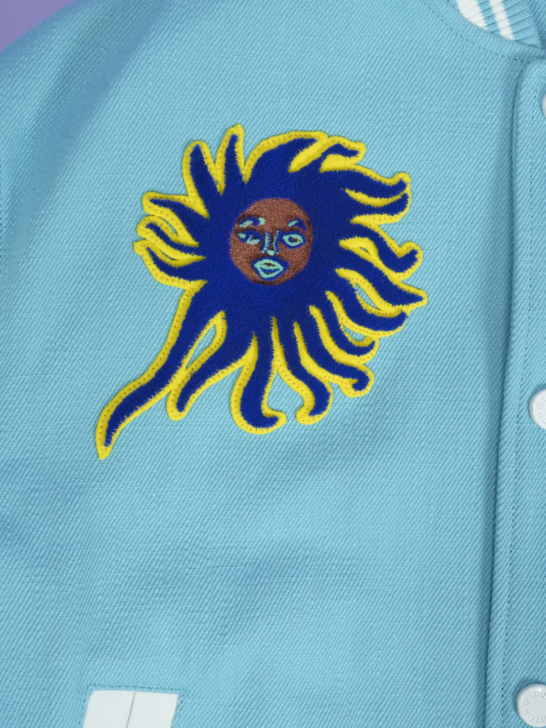 Louis Vuitton / Yayoi Kusama Faces Embroidered Varsity Jacket Blue