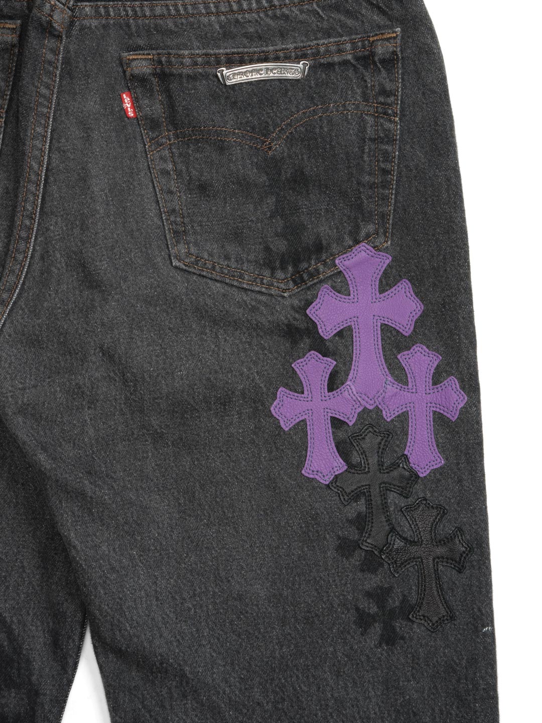 Chrome Hearts Vintage Levi's 501 Stencil Cross Patch Denim Pants Black