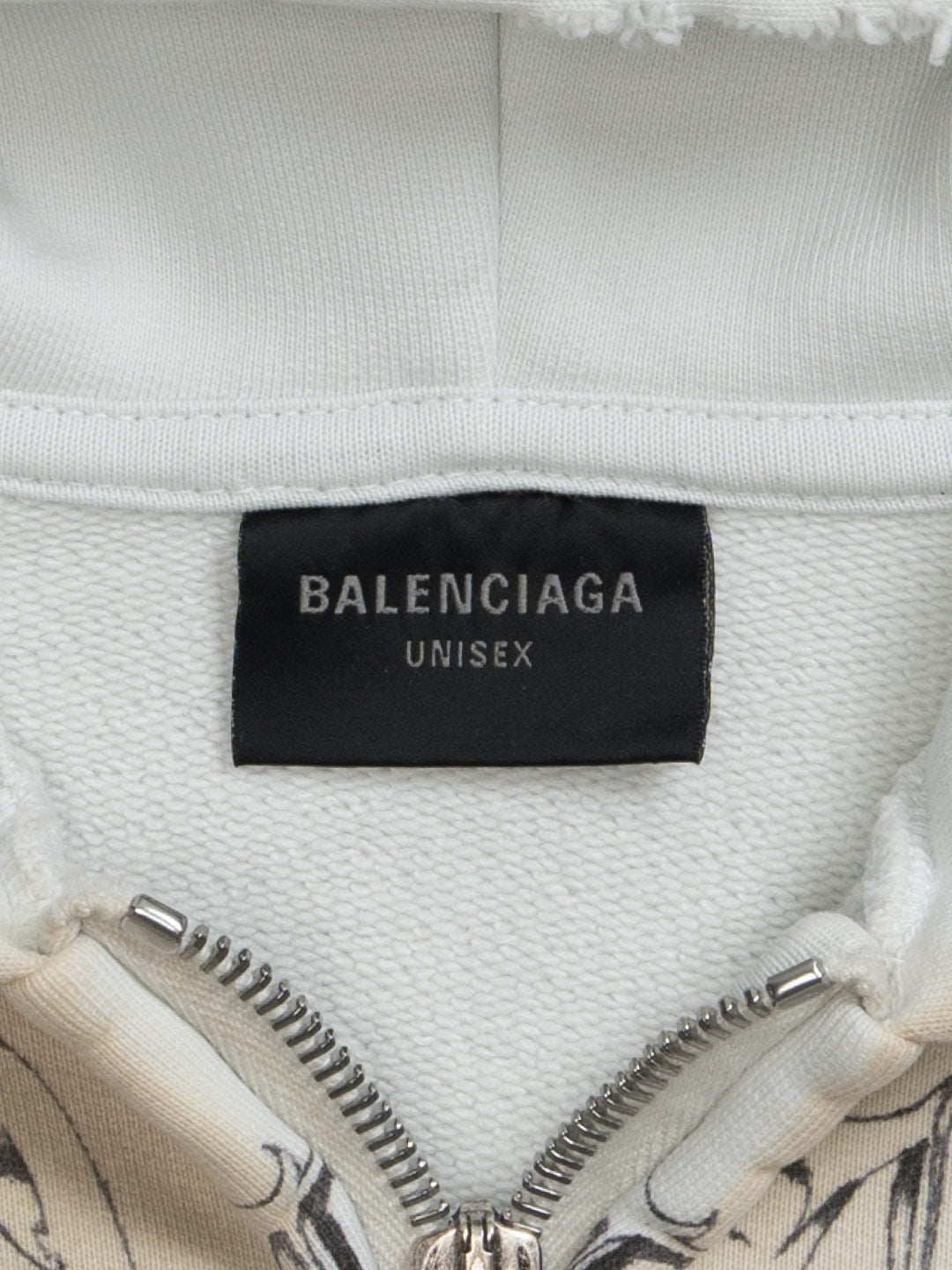 Balenciaga Tattoo Zip-up Hoodie Off-White