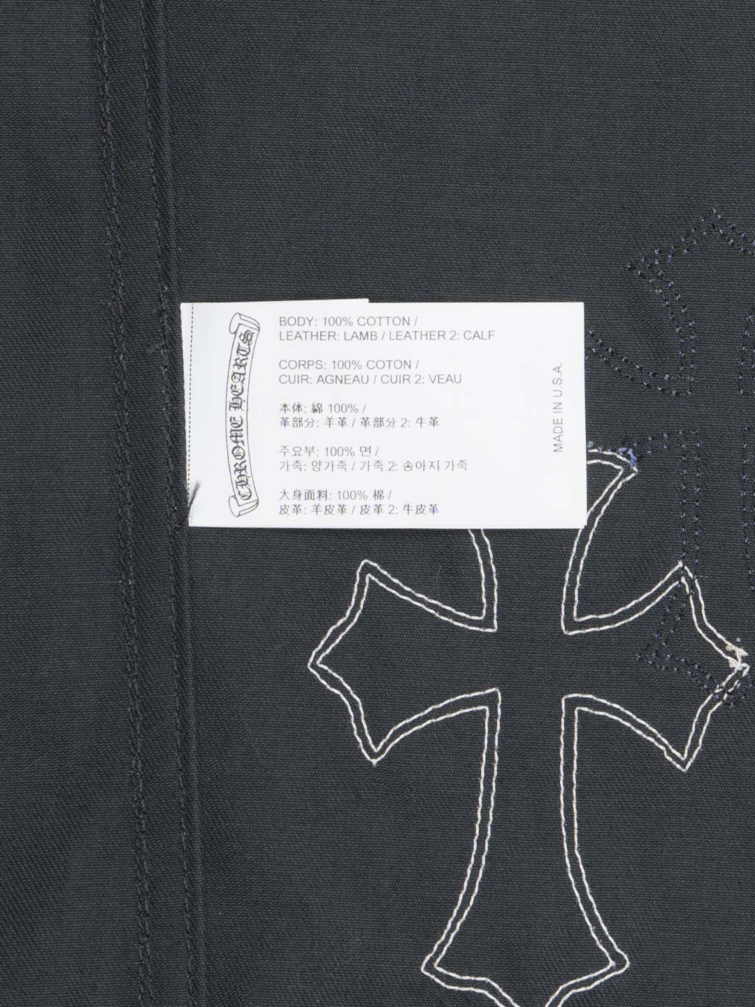 Chrome Hearts Work Dog Blue White Cross Patch Shirt	Black